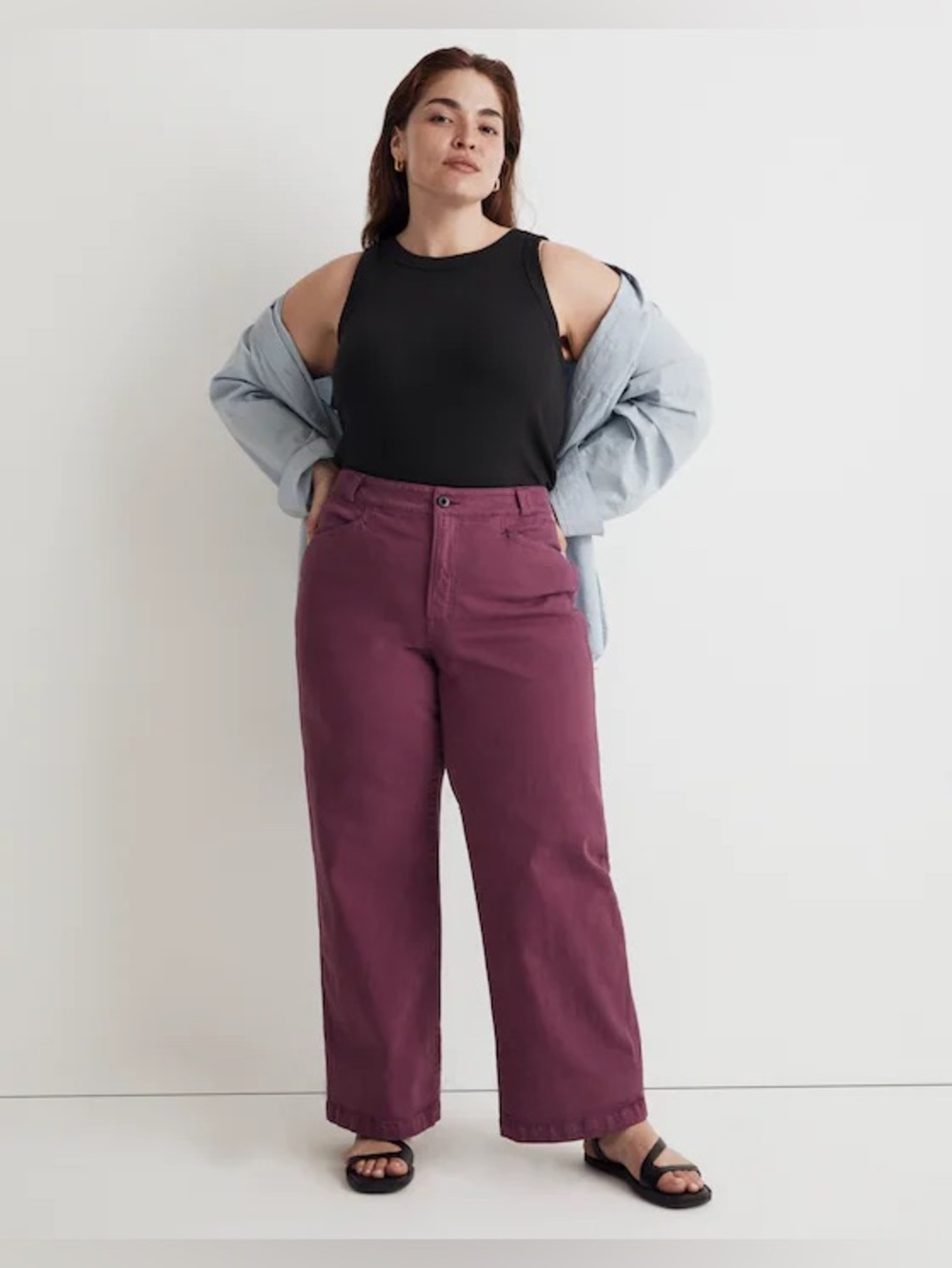 Madewell Plus Emmett 2.0 Wide-Leg Pants: Garment-Dyed Edition in Iris Bloom